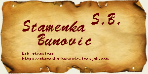 Stamenka Bunović vizit kartica